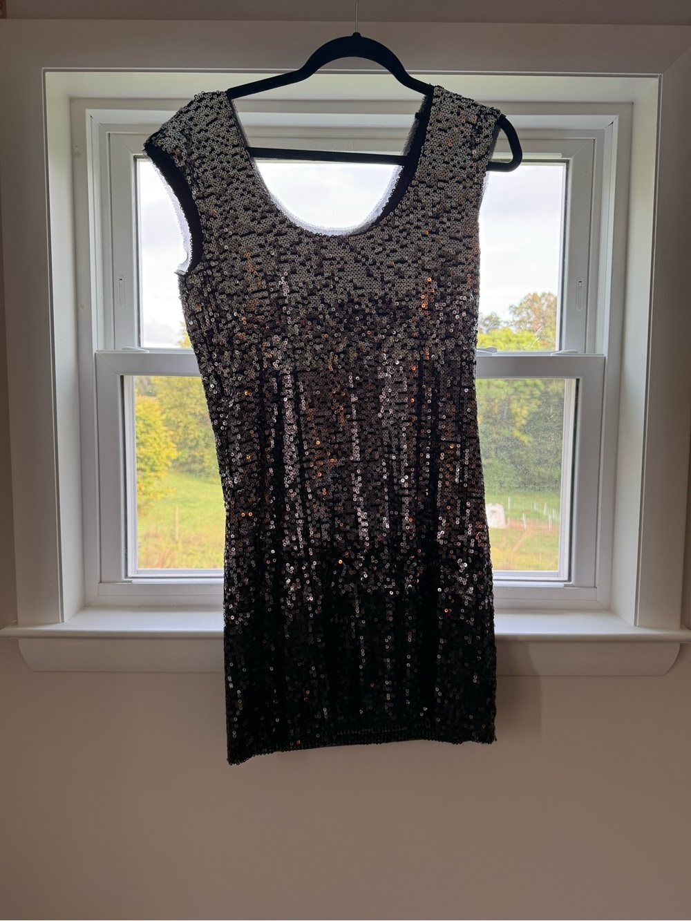 White House Black Market Black Sequin Sleeveless Mini Dress